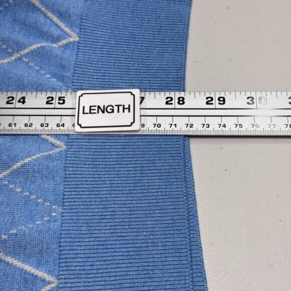 Peter Millar Mens Golf Knit Vest Size L Silk Cashmere Blend 1/4 Zip Argyle Blue‎ - Picture 5 of 6